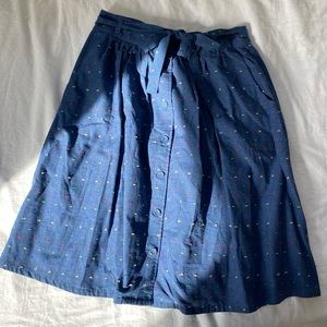 ModCloth chambray button front skirt aline with pockets size 6 small